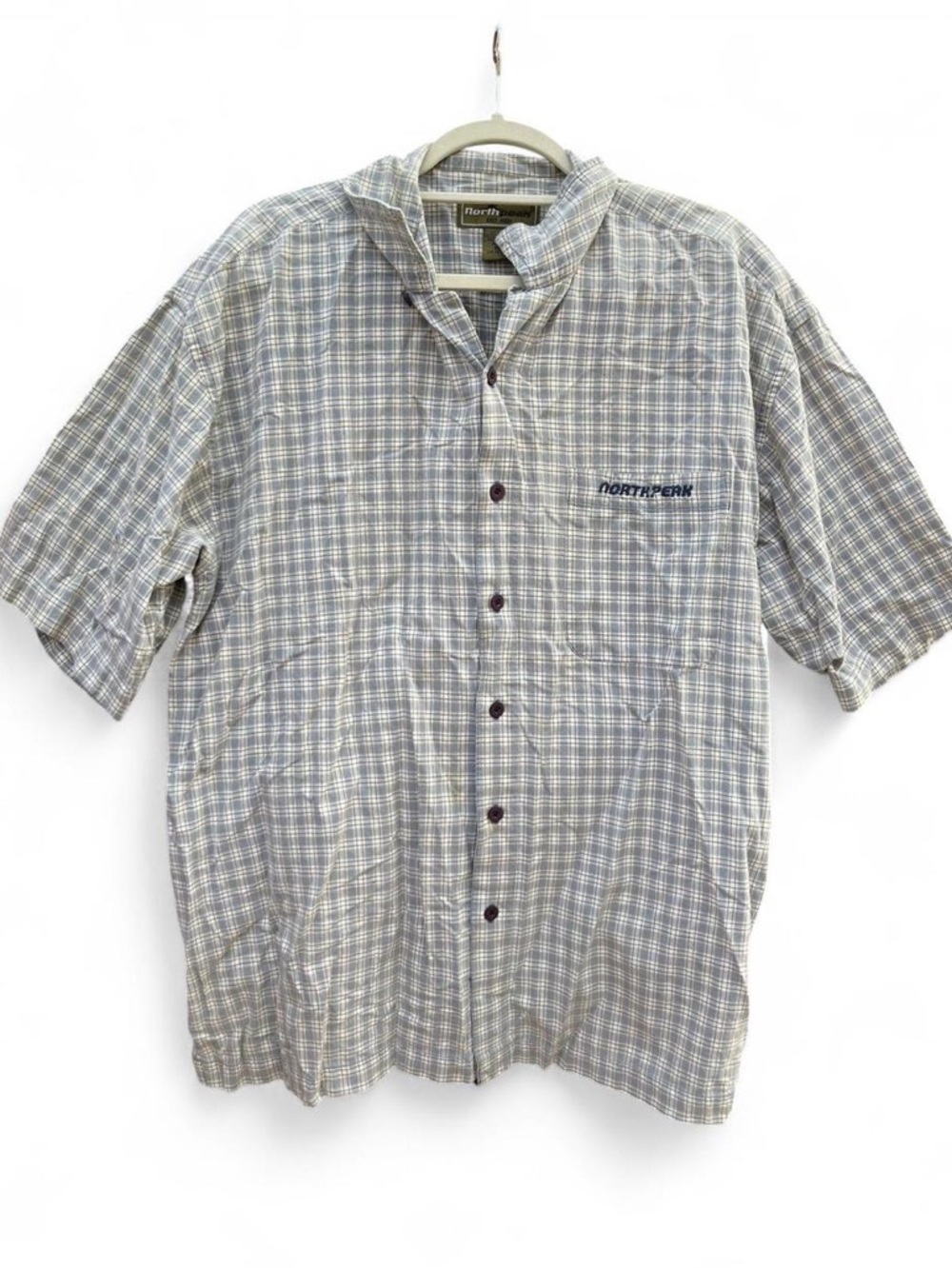 Vintage NorthStyle Men's Short Sleeve Plaid Button Down